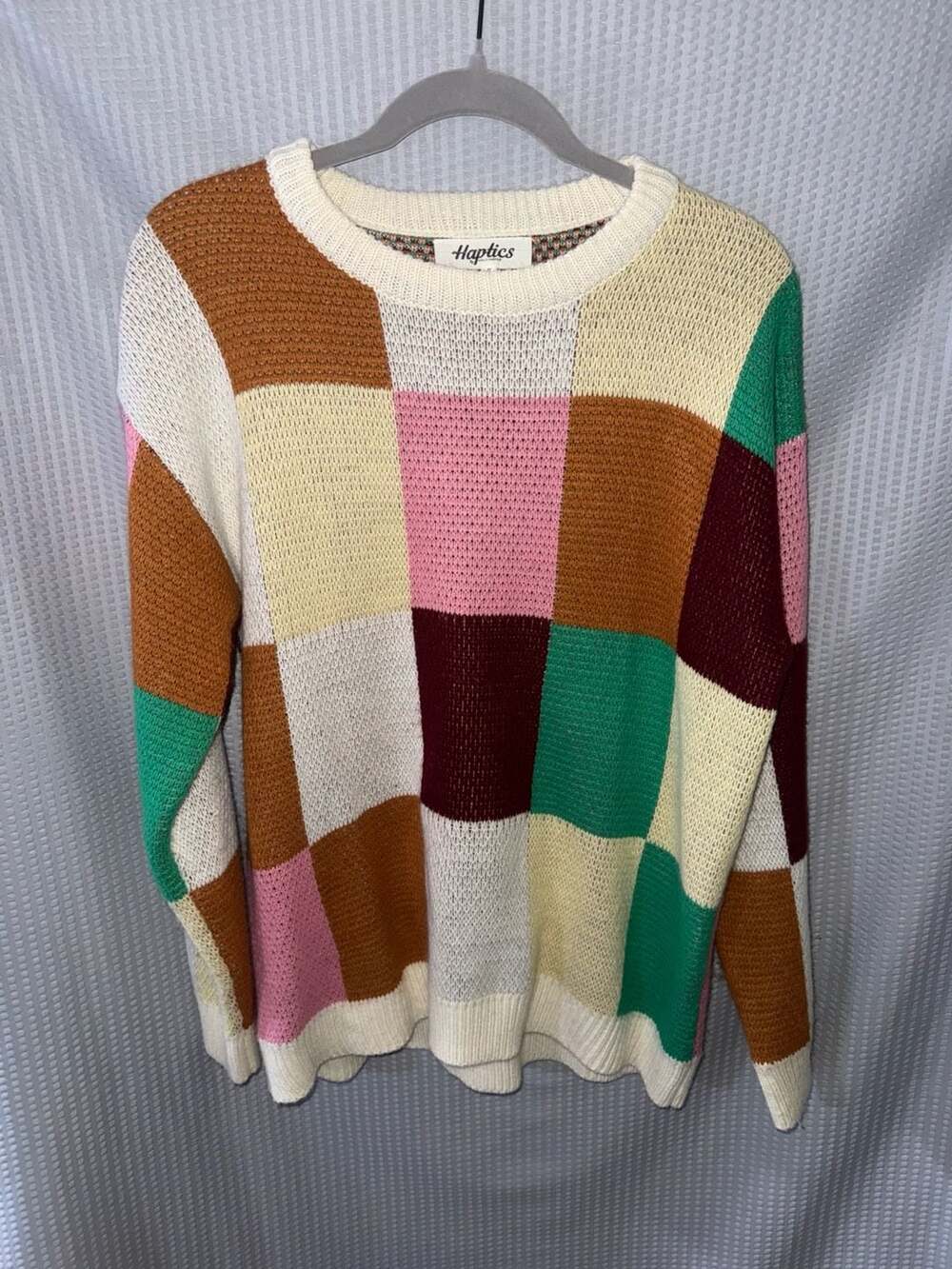 Haptics by Holly Harper Multicolor Patchwork Knit Sweater Size S